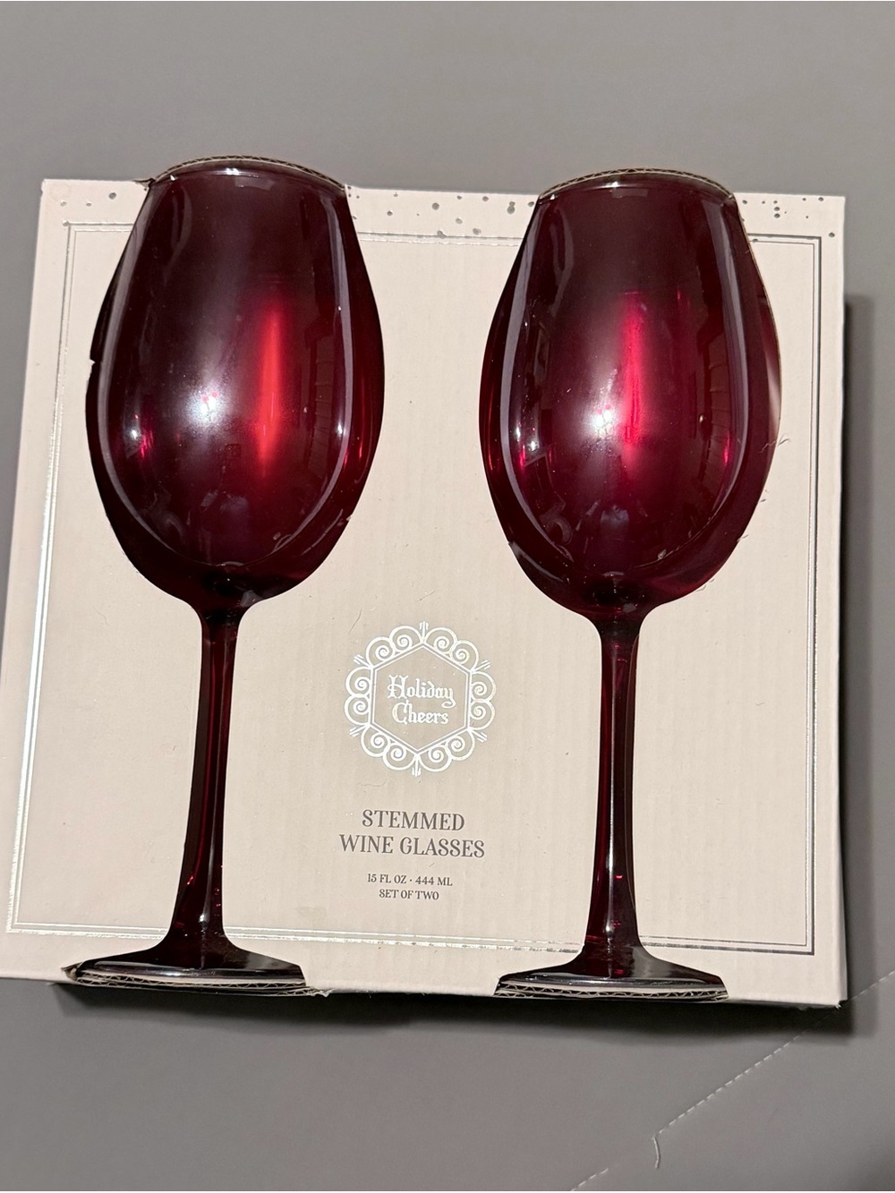 Red Stemmed Wine Glasses - Set of 2